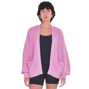 Pink Paper Label Open-Front Women's Sweater